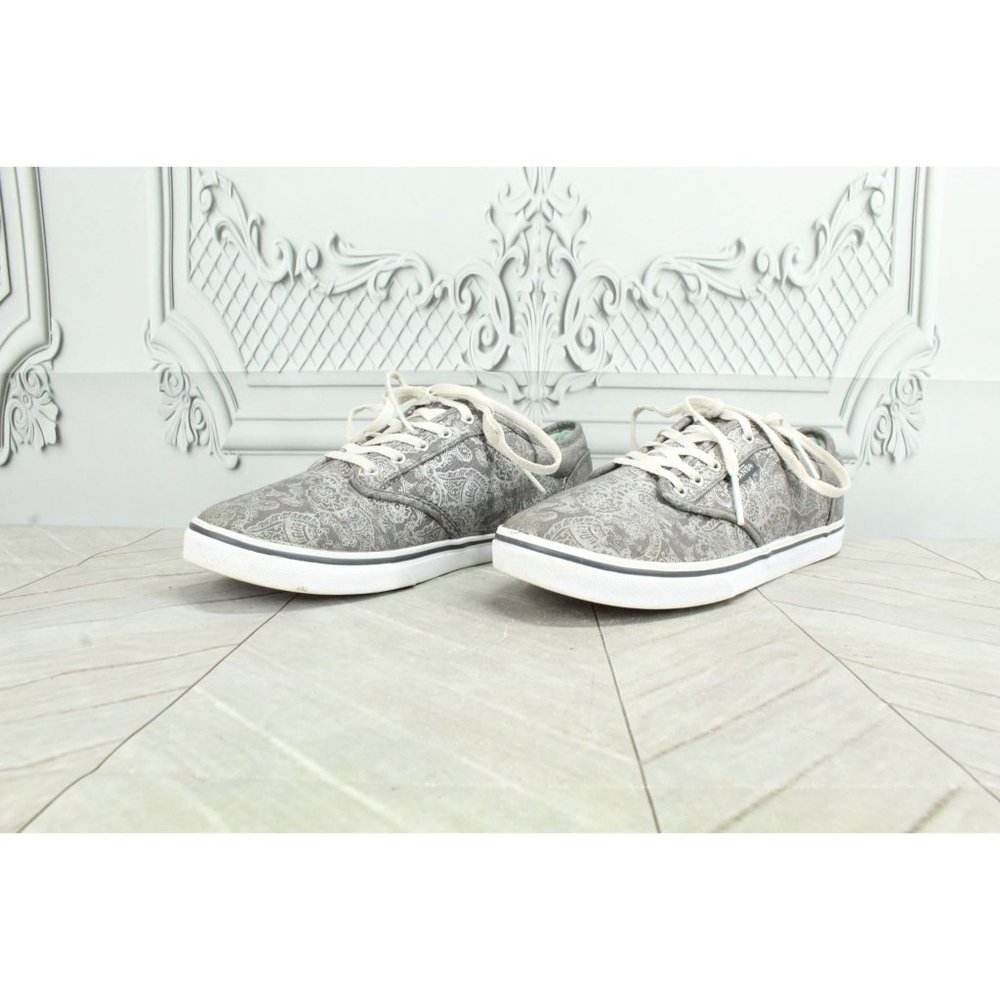 Vans Gray Atwood Floral Paisley Canvas Low Top Skate Sneakers Size 7 - Picture 2 of 9